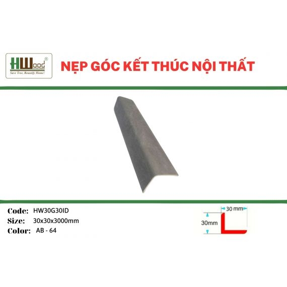 HW30G30ID AB-64 30x30x3000 Nẹp góc kết thúc V