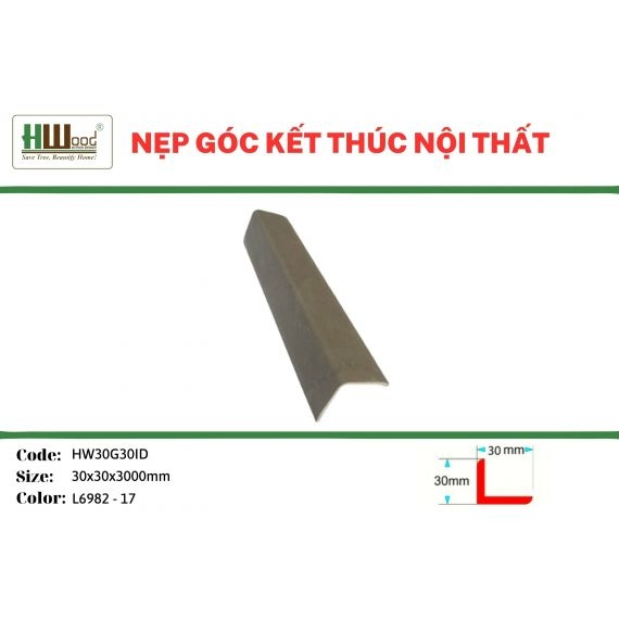 HW30G30ID L6982-17 30x30x3000 Nẹp góc kết thúc V