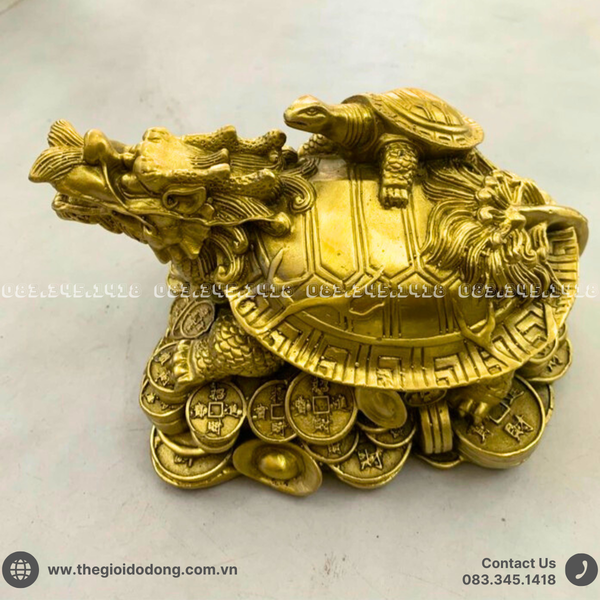 Long Quy Cõng Rùa Con Bằng Đồng | Phong Thủy Như Ý Cát Tường