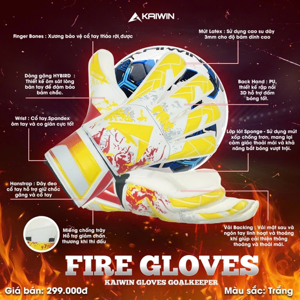 Găng Tay Thủ Môn Kaiwin Fire Chính Hãng