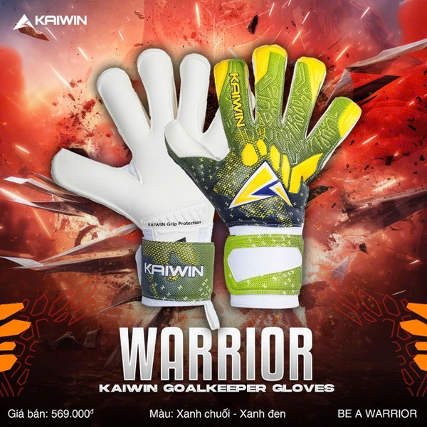 Găng tay thủ môn Kaiwin WARRIOR - Mút Latex Grippy từ Đức (dày 4mm)