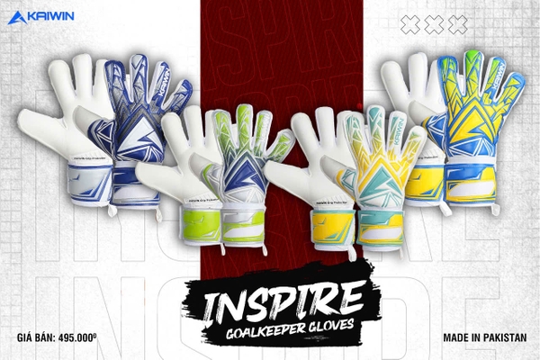 Găng tay thủ môn Kaiwin INSPIRE - Mút LATEX GRIPPY - Cao su Đức : Lòng bàn tay Dày 4mm