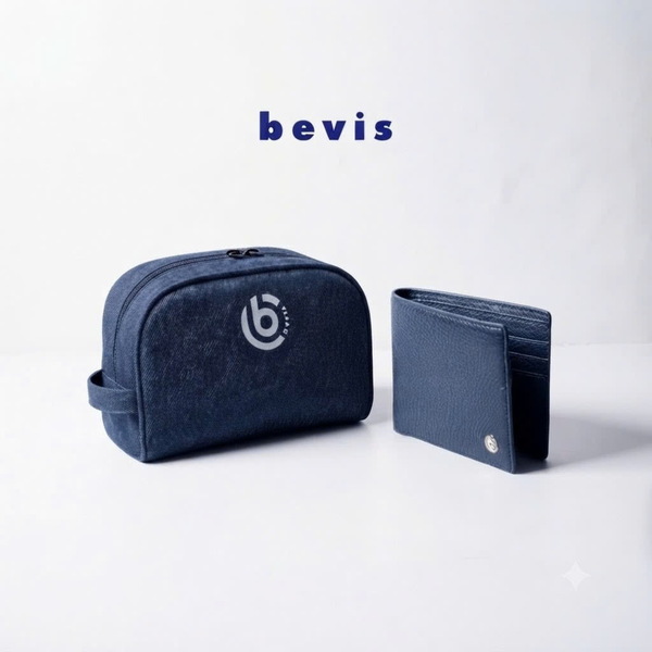 BEVIS STARTER - Combo Ví Da Bò Nam + Túi Đeo Chéo Mini Chống Nước BEVIS | Set Phụ Kiện Nam Đi Làm Cao Cấp