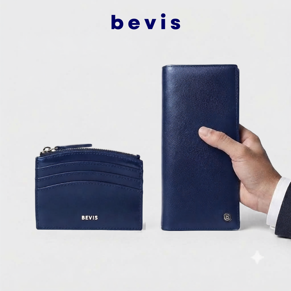 BEVIS DUO – Combo Ví Dài Nam & Ví Đựng Card Da Bò Thật Cao Cấp