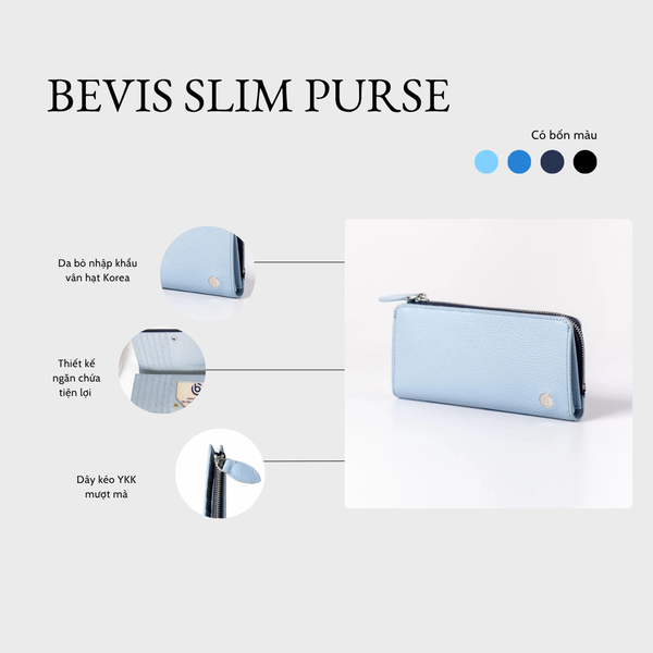 BEVIS SLIM PURSE – Ví Da Cầm Tay Phong Cách Hàn Quốc | Sang Trọng – Gọn Nhẹ – Tiện Dụng