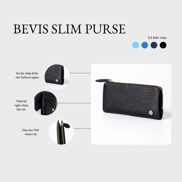 BEVIS SLIM PURSE – Ví Da Cầm Tay Phong Cách Hàn Quốc | Sang Trọng – Gọn Nhẹ – Tiện Dụng