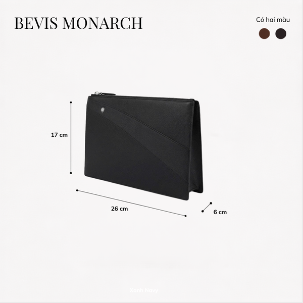 Clutch Nam Cao Cấp BEVIS MONARCH – Ví Cầm Tay Da Bò Thật  Vân Saffiano Signature[Bảo Hành 12 Tháng]