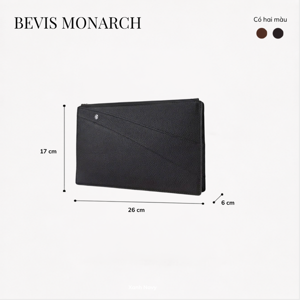 Clutch Nam Cao Cấp BEVIS MONARCH – Ví Cầm Tay Da Bò Thật  Vân Saffiano Signature[Bảo Hành 12 Tháng]
