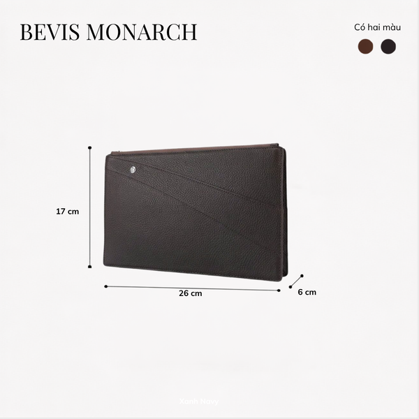 Clutch Nam Cao Cấp BEVIS MONARCH – Ví Cầm Tay Da Bò Thật  Vân Saffiano Signature[Bảo Hành 12 Tháng]