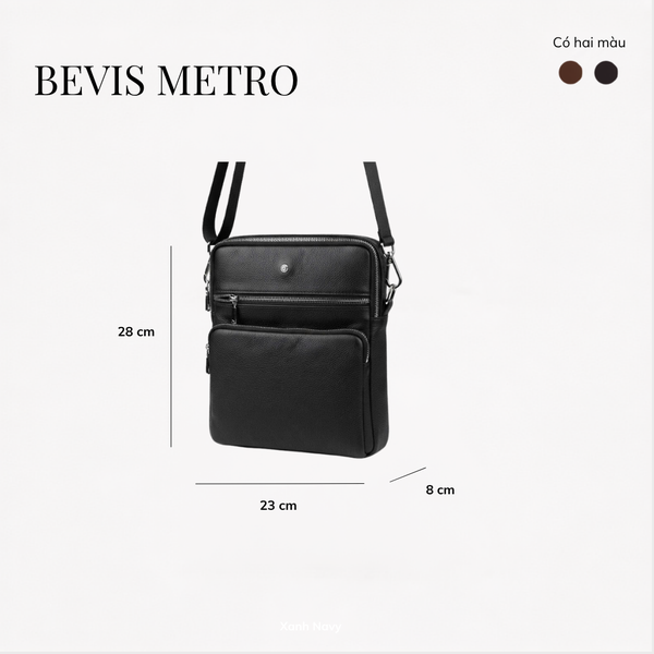 BEVIS METRO - Túi Đeo Chéo Nam Da Bò Dáng Đứng Công Sở Mỏng Nhẹ Đựng Tài Liệu