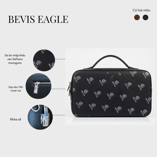 BEVIS EAGLE - Túi Golf Cầm Tay Da Bò Nhập Khẩu Khóa Số - Quà Tặng Sếp