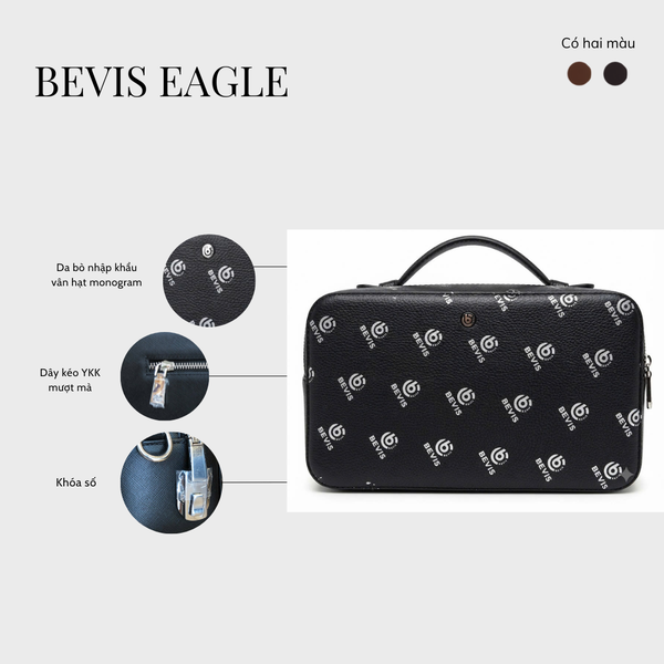 BEVIS EAGLE - Túi Golf Cầm Tay Da Bò Nhập Khẩu Khóa Số - Quà Tặng Sếp