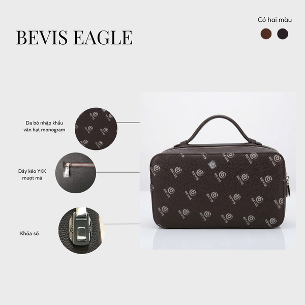 BEVIS EAGLE - Túi Golf Cầm Tay Da Bò Nhập Khẩu Khóa Số - Quà Tặng Sếp