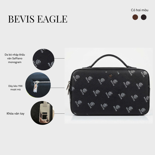 BEVIS EAGLE - Túi Golf Cầm Tay Da Bò Nhập Khẩu Khóa Vân Tay - Quà Tặng Sếp