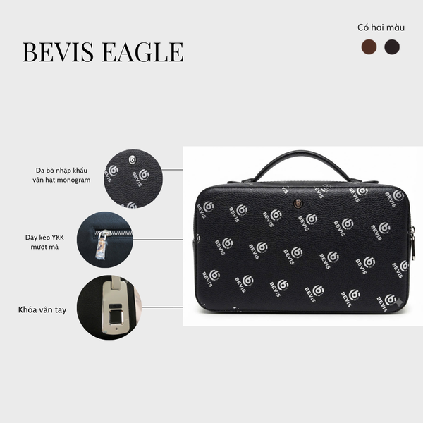 BEVIS EAGLE - Túi Golf Cầm Tay Da Bò Nhập Khẩu Khóa Vân Tay - Quà Tặng Sếp