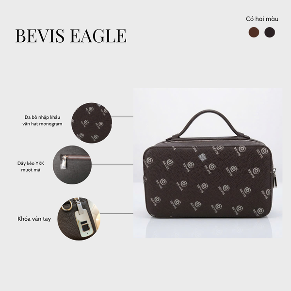 BEVIS EAGLE - Túi Golf Cầm Tay Da Bò Nhập Khẩu Khóa Vân Tay - Quà Tặng Sếp
