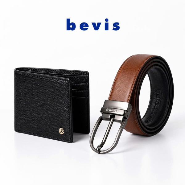 BEVIS SIGNATURE SET - Combo Ví Da Bò Alran Signature+ Thắt Lưng Khóa Kim – Quà Tặng Nam Cao Cấp