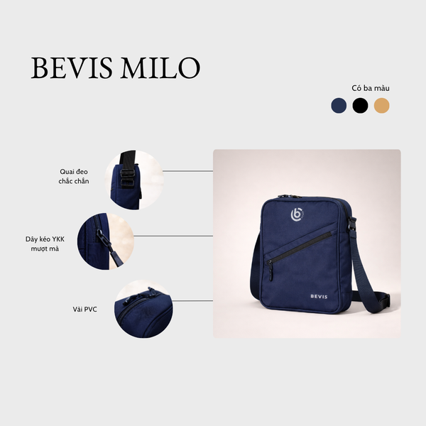 Túi Đeo Chéo Nam BEVIS MILO Vải PVC Chống Nước - Túi Đựng Ipad Mini Form Đứng Lịch Lãm Cho Công Sở