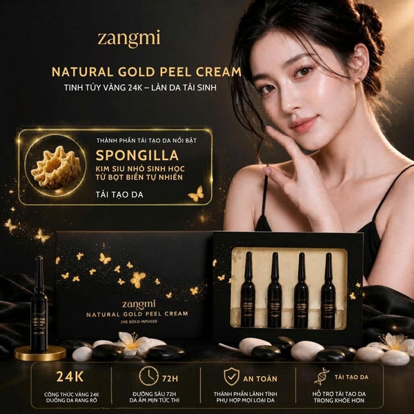 Peel Vi Kim Sinh Học Vàng 24K Zangmi Natural Gold Peel Cream - Kem Peel Da Qua Đêm Không Rửa Lại Cao Cấp (Hộp 4 Tuýp)