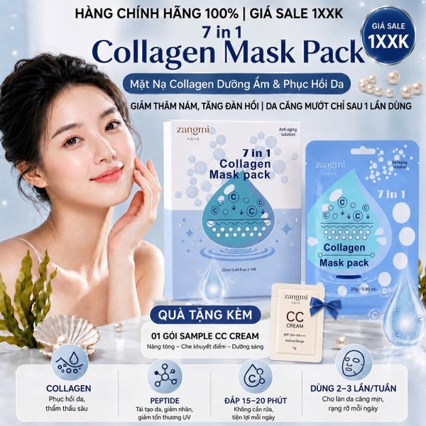 [Combo 2 Hộp] Mặt Nạ Collagen / Vitamin C Zangmi - Liệu Trình Trẻ Hóa Trắng Sáng