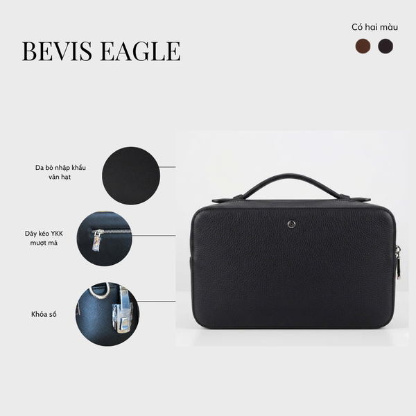 BEVIS EAGLE - Túi Golf Cầm Tay Da Bò Nhập Khẩu Khóa Số - Quà Tặng Sếp