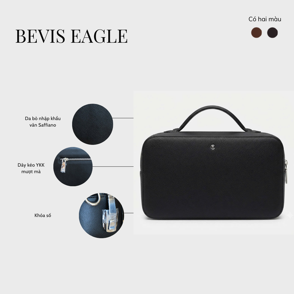 BEVIS EAGLE - Túi Golf Cầm Tay Da Bò Nhập Khẩu Khóa Số - Quà Tặng Sếp