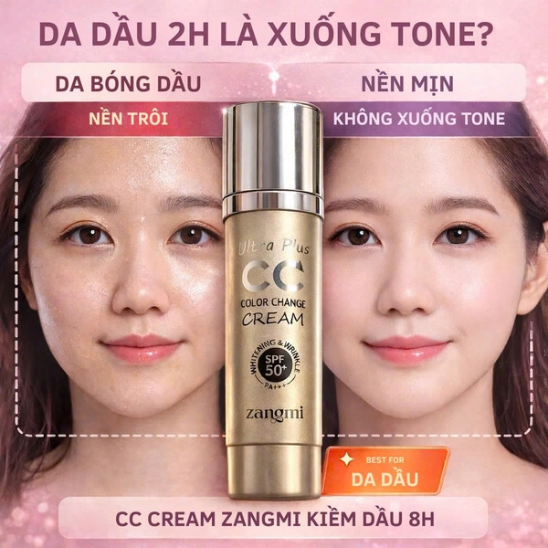 Kem CC Cream ZANGMI Ultra Plus SPF50+ PA+++ Che Khuyết Điểm Nâng Tông Trắng Da Kiềm Dầu Hàn Quốc 50g