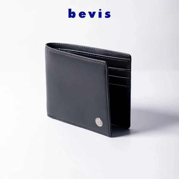 BEVIS EDGE – Ví Da Nam Da Bò Korea Cao Cấp Vân Trơn | Ví Nam Gập Đôi Sang Trọng