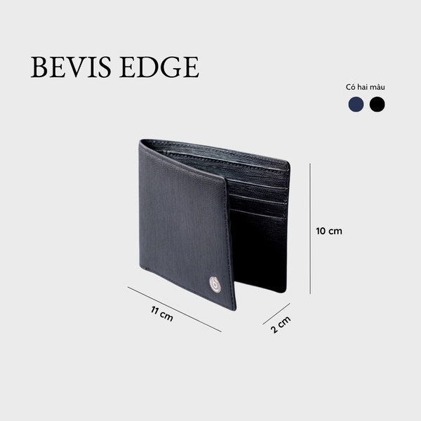 BEVIS EDGE – Ví Da Nam Da Bò Saffiano Japan Cao Cấp | Ví Nam Gập Đôi Màu Đen Sang Trọng