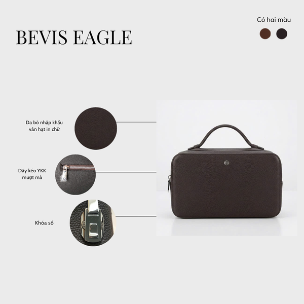 BEVIS EAGLE - Túi Golf Cầm Tay Da Bò Nhập Khẩu Khóa Số - Quà Tặng Sếp