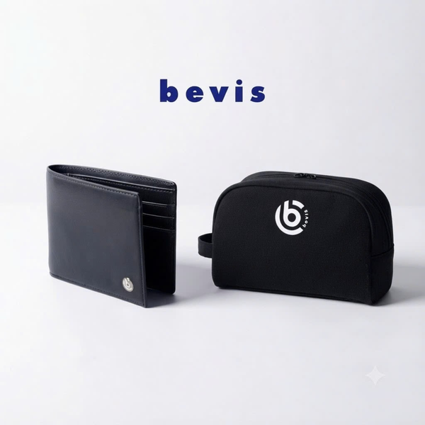 BEVIS STARTER - Combo Ví Da Bò Nam + Túi Đeo Chéo Mini Chống Nước BEVIS | Set Phụ Kiện Nam Đi Làm Cao Cấp