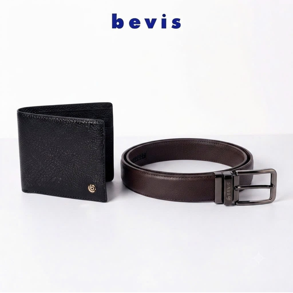 BEVIS SIGNATURE SET - Combo Ví Da Bò Alran Signature+ Thắt Lưng Khóa Kim – Quà Tặng Nam Cao Cấp