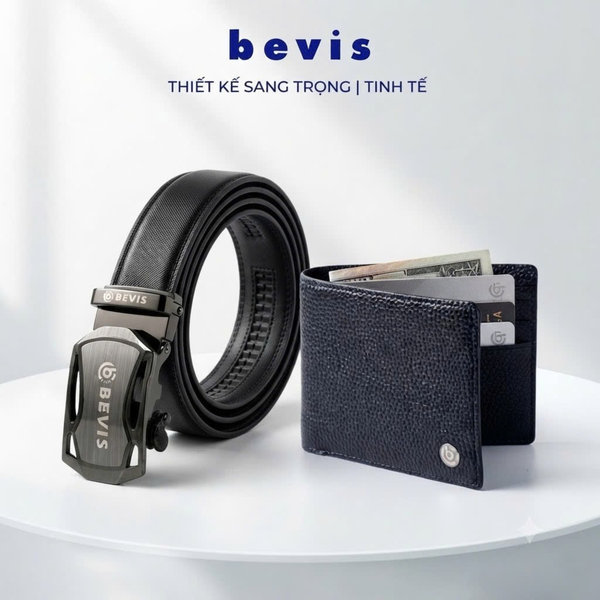BEVIS EXECUTIVE – Combo Ví Da Bò + Thắt Lưng Khóa Tự Động BEVIS | Bộ Quà Tặng Sếp, Đối Tác Doanh Nghiệp Cao Cấp