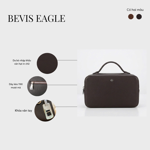BEVIS EAGLE - Túi Golf Cầm Tay Da Bò Nhập Khẩu Khóa Vân Tay - Quà Tặng Sếp