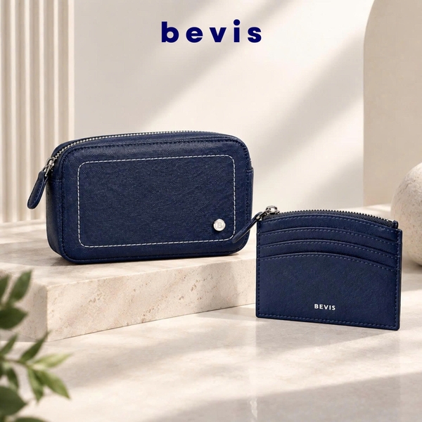 BEVIS OFFICE – Combo Túi Đeo Chéo Da Bò Saffiano + Ví Đựng Card BEVIS | Set Phụ Kiện Công Sở  Cao Cấp