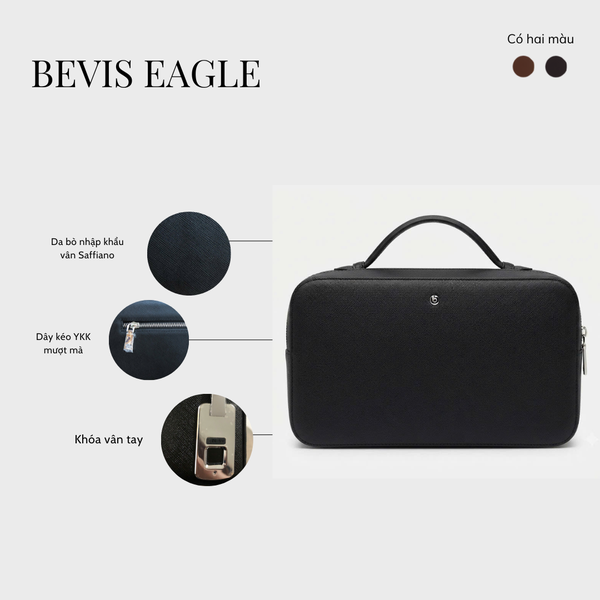 BEVIS EAGLE - Túi Golf Cầm Tay Da Bò Nhập Khẩu Khóa Vân Tay - Quà Tặng Sếp