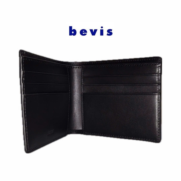 BEVIS EDGE – Ví Da Nam Da Bò Korea Cao Cấp Vân Trơn | Ví Nam Gập Đôi Sang Trọng