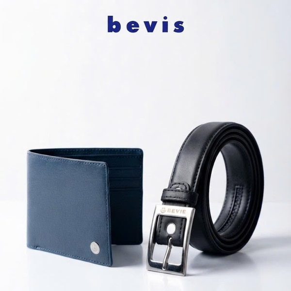 BEVIS DAILY – Combo Ví Da Bò Nam + Thắt Lưng Da Thật BEVIS, Set Quà Tặng Sinh Nhật Nam Cao Cấp Kèm Hộp