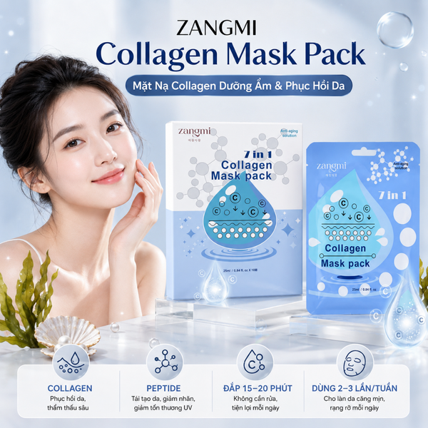 Combo lẻ Mặt nạ Zangmi Collagen/ VitaminC TRÃI NGHIỆM LIỆU TRÌNH PHỤC HỒI CHUYÊN SÂU CHUẨN SPA- 25ml
