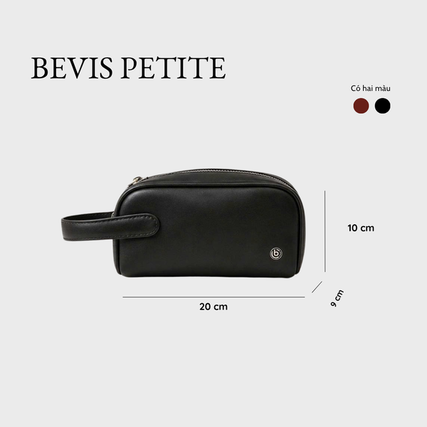 BEVIS PETITE – Túi Cầm Tay Nữ Da Bò Thật Vân Trơn Smooth Cao Cấp