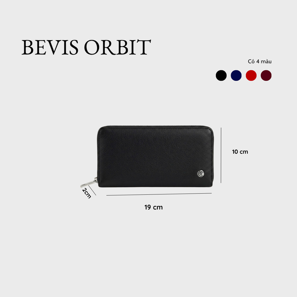 BEVIS ORBIT - Ví Dài Cầm Tay Da Bò Thật - Ví Nữ Nam Nhiều Ngăn Đựng Thẻ Cao Cấp