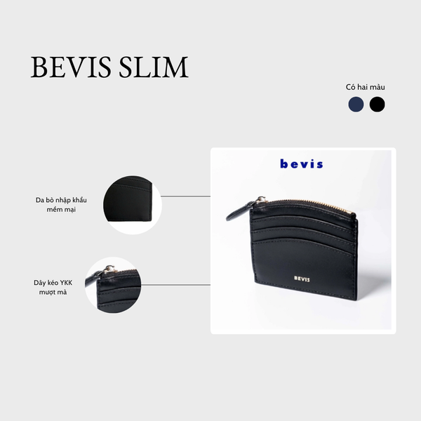 BEVIS SLIM 1– Ví Card Zip Da Đựng Namecard Cao Cấp | Ví Card Nhỏ Gọn, Mỏng Nhẹ