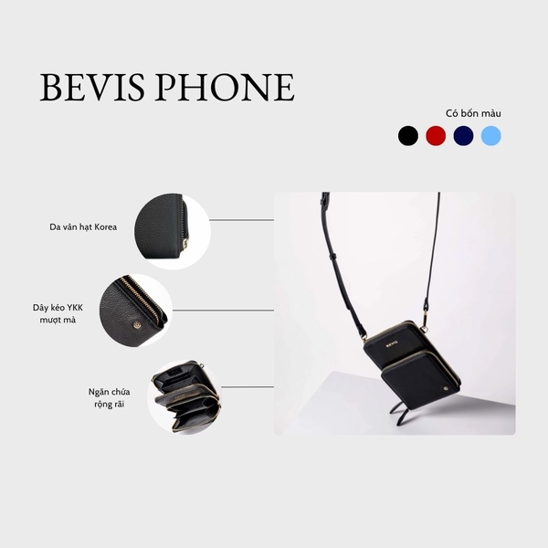 BEVIS PHONE – Túi Đeo Chéo Điện Thoại Da Bò Cao Cấp | Túi Đeo Chéo Nữ Thời Trang