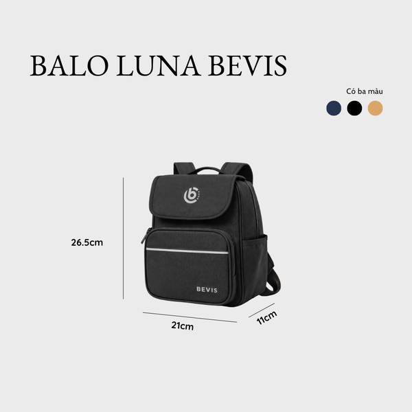 Balo Mini BEVIS LUNA Nam Nữ Vải PVC Chống Thấm Nước - Balo Thời Trang Hàn Quốc Nhỏ Gọn Đựng Ipad Mini