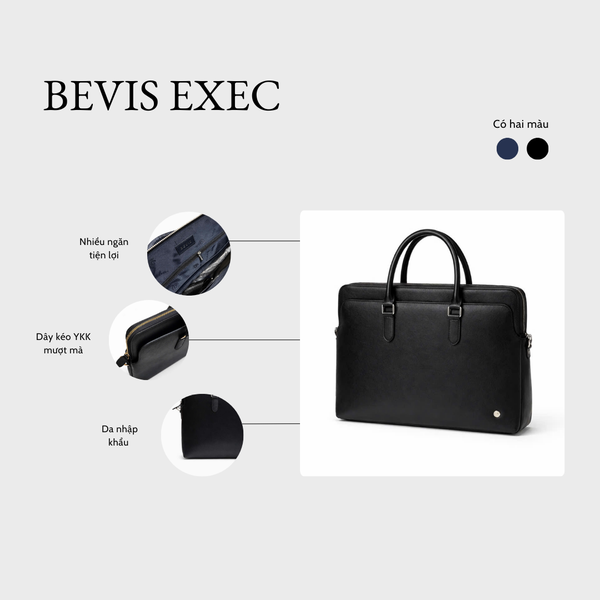 BEVIS EXEC – Cặp Da Nam Doanh Nhân Saffiano Cao Cấp | Cặp Công Sở Nam Sang Trọng