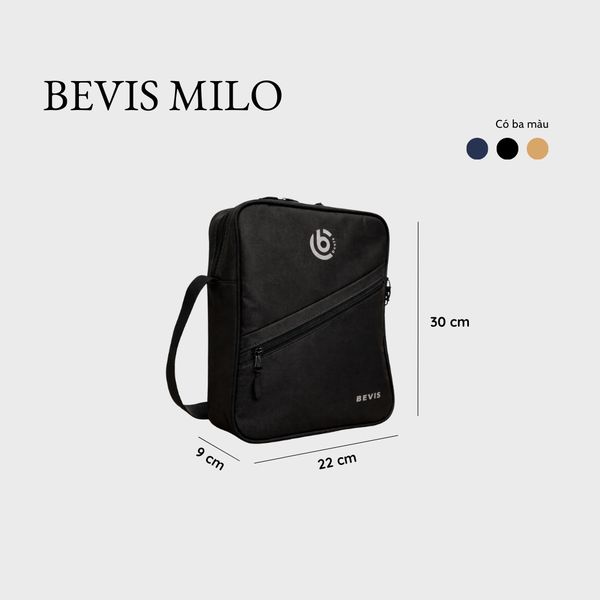 Túi Đeo Chéo Nam BEVIS MILO Vải PVC Chống Nước - Túi Đựng Ipad Mini Form Đứng Lịch Lãm Cho Công Sở