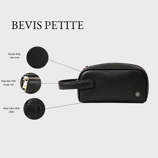 BEVIS PETITE – Túi Cầm Tay Nữ Da Bò Thật Vân Trơn Smooth Cao Cấp