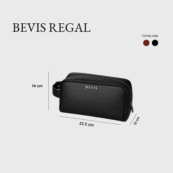 BEVIS REGAL – Túi Cầm Tay Nam Doanh Nhân Da Bò Thật Vân Hạt Grain Cao Cấp