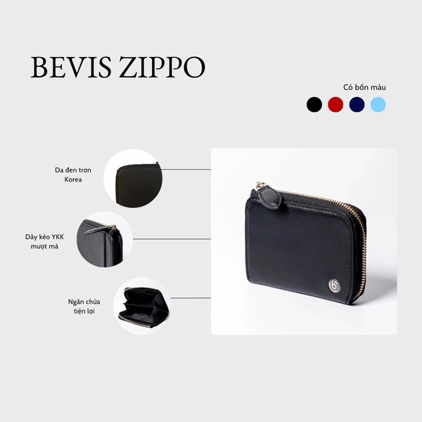 BEVIS ZIPPO – Ví Da Khóa Zip Da Bò Phong Cách Japan | Nhỏ Gọn – Thanh Lịch – Bền Bỉ