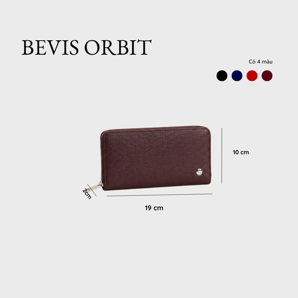 BEVIS ORBIT - Ví Dài Cầm Tay Da Bò Thật - Ví Nữ Nam Nhiều Ngăn Đựng Thẻ Cao Cấp